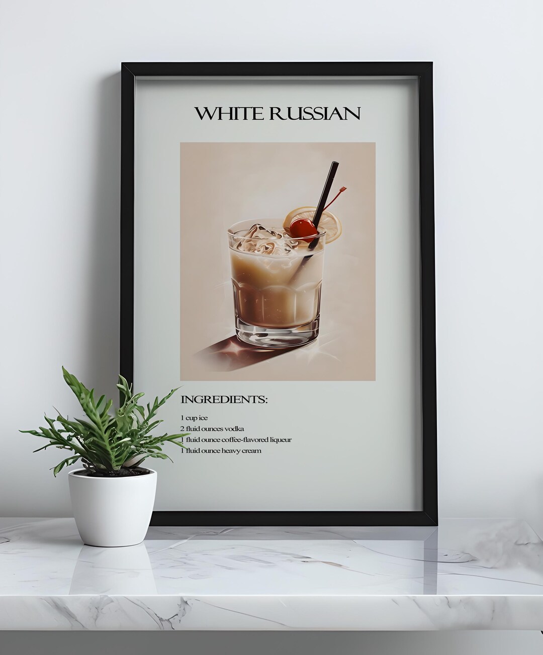 White Russian Cocktail Wall Art, Recipe Poster, Drink Print, Bar Art, Cocktail Decor, Digital Wall Art for Home, White Russian Cocktail - Etsy Japan