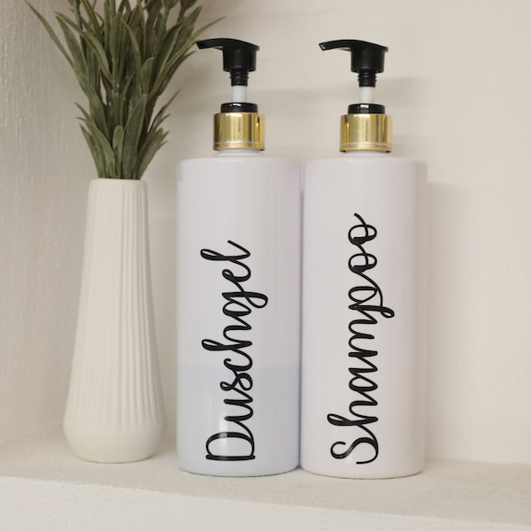 Personalisierte Badezimmer Flasche Aufkleber Sticker / Etiketten für Shampoo, Duschgel, Conditioner (1 Aufkleber pro Angebot)