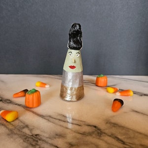 OOAK clay Bride of Frankenstein Candy Corn monster figurine.