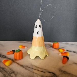 Clay Candy Corn ghost ornament - Kasper Corn.