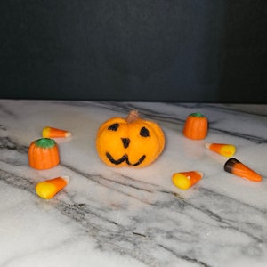 Small needle felted jack-o-lantern
