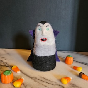 Needle felted Dracula Candy Corn - a "Krazy Corn"