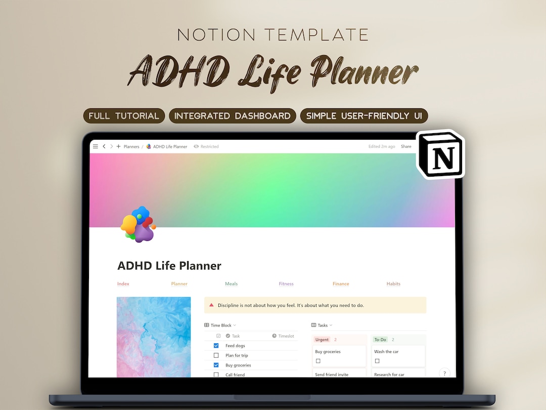 2024 ADHD Planner Notion Template, Colorful Notion Template, All in One ...