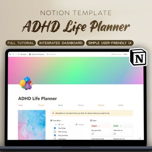 2024 Ultimate ADHD Planner Notion Template, Colorful Notion Template, All In One Notion Ultimate Life Planner, Digital Adult ADHD Planner