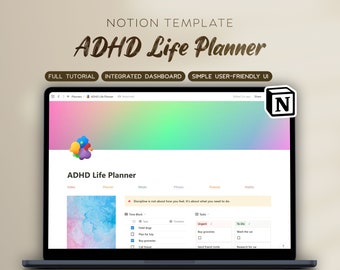 2024 Ultimate ADHD Planner Notion Template, Colorful Notion Template, All In One Notion Ultimate Life Planner, Digital Adult ADHD Planner