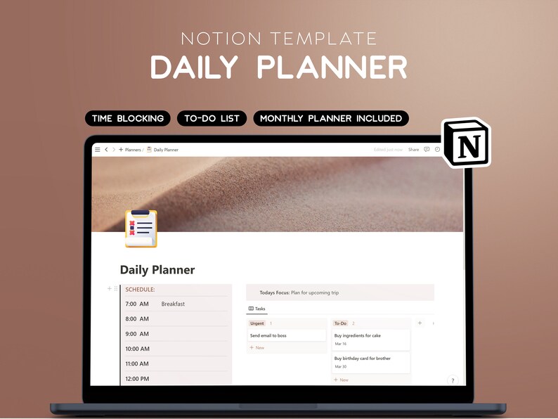 Notion Template Digital Daily and Monthly Planner Task Etsy