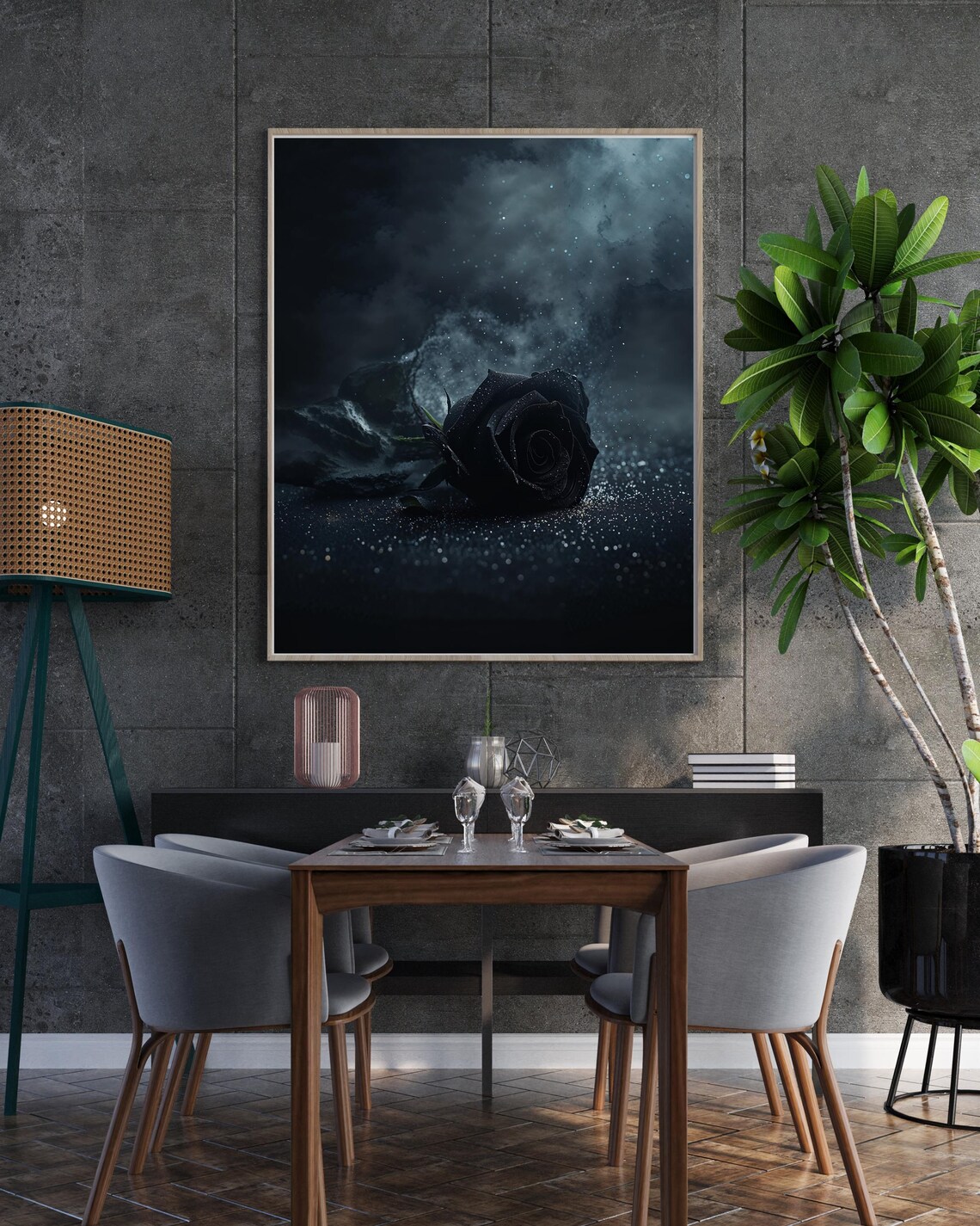 Black Rose Wall Art Printable, Dark Romantic Gothic Decor, Moody Floral ...