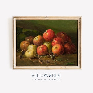 Still Life Painting of Apples | Vintage Wall Art | Kitchen Decor | Digital Download