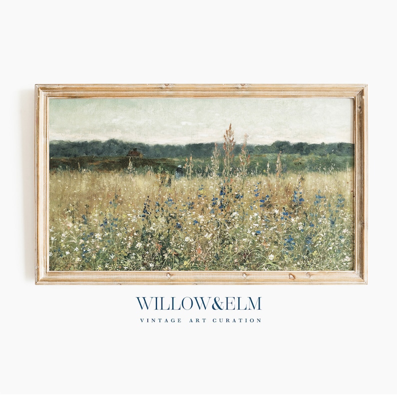 Samsung Frame TV Art Spring Bundle Set of 4 Wildflowers Field Flower Meadow Vintage Painting Digital Download image 3