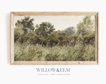 Samsung Frame TV Art Spring Field | Vintage Landscape Painting | Digital Download