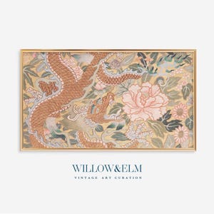 Tapiz de dragón vintage para televisor Samsung Frame / Descarga digital elegante de inspiración asiática