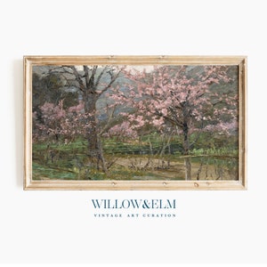 Samsung Frame TV Art | Spring Blossom Trees | Vintage Antique Painting | Digital Download