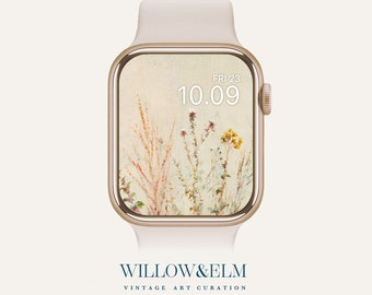 Boho Wildflower Apple Watch Face: Vintage Floral Painting (Digital Download)