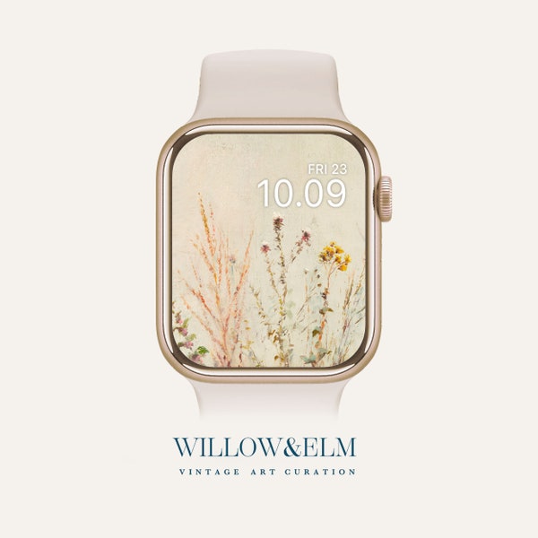 Apple Watch Face Wallpaper | Boho Wildflowers | Floral Aesthetic | for Women | Vintage Painting | Digital Download