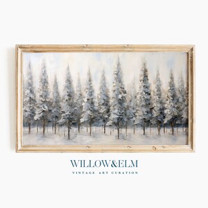 Samsung Frame TV Art, Winter Forest Landscape Painting, Impressionist Style, Farmhouse Holiday Decor, Instant Digital Download