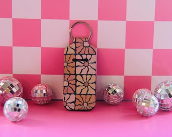 Retro Blumen Schlüsselbund Lippenbalsam-Halter