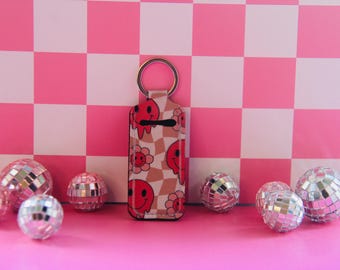 Smiley Gesicht Chapstick Halter Schlüsselbund, Trendy Accessoires