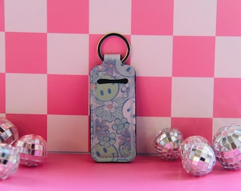 Smiley Gesicht Chapstick Schlüsselbund: Trendy Lippenbalsam Halter