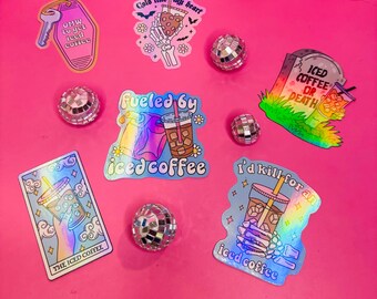 IJskoffiestickers: meisjesachtig vinylstickerpakket (6 stuks)