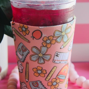 Teacher Iced Coffee Sleeve: Back to School Cold Beverage Cozy