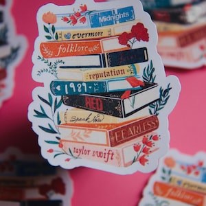 Eras Bookstack Sticker: Waterproof Vinyl Swiftie Decal