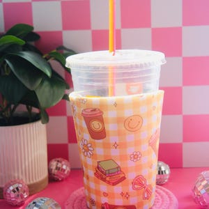Bookish and Coffee Iced Coffee Sleeve-Yellow Bookish Sleeve-Iced coffee sleeve-Coffee sleeve-Cold beverage sleeve-Sleeve for 16oz drink