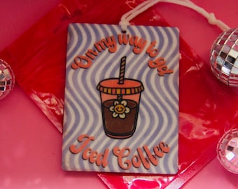 Iced Coffee Car Air Freshener, Scented Hanging Accessory
