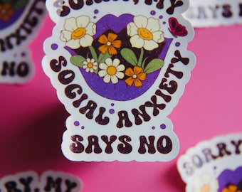 Social Anxiety Said No Sticker-Antisocial-Mental Health Sticker-Cute Vinyl Stickers-Waterproof Stickers-Trendy-Cute Stickers-Funny Sticker