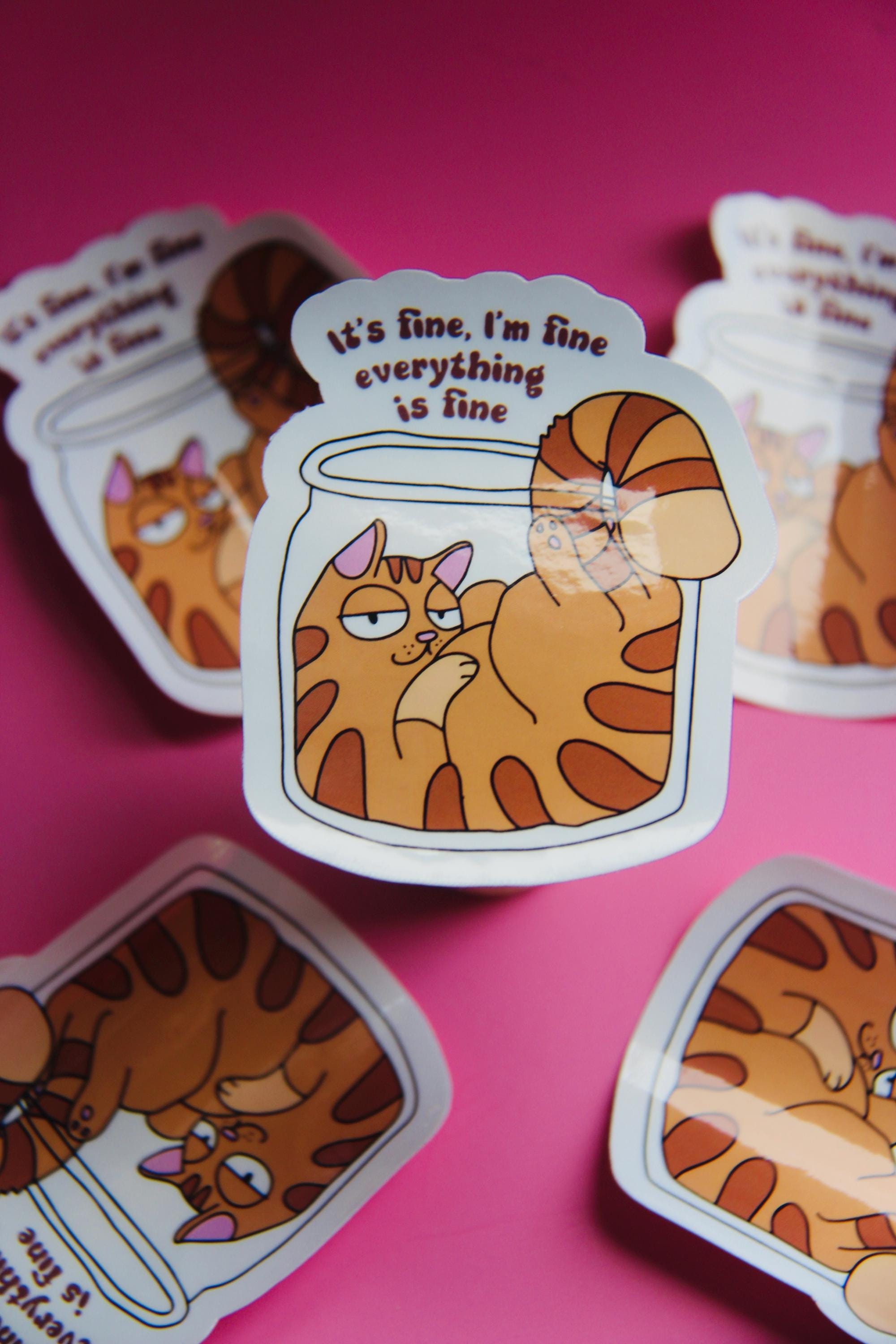 Sticker Everything's Fine - Sticker santé mentale - Sticker sarcastique - Stickers vinyle mignons - Stickers imperméables - Stickers tendance - Sticke