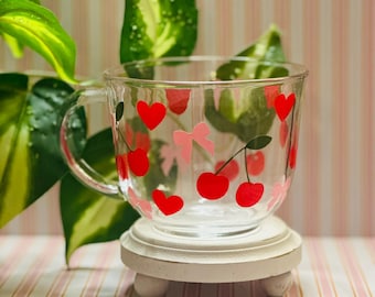 Mug en verre avec noeud cerise - Verres pour filles