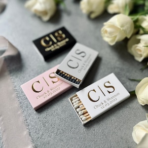Personalized Wedding Matches - Monogram Matchbox, Gold Foil Matches, Personalized matches, wedding matches,  Custom Matchbox,