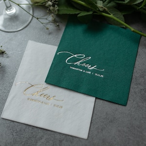 Benutzerdefinierte Hochzeit Servietten, Goldfolie, benutzerdefinierte Servietten, Servietten für Hochzeit, Monogramm Servietten, Cocktailservietten, Getränkeservietten Bild 7