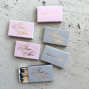 Wedding Matches with gold foil, Custom Name Matchboxes, Elegant Favor Matches, Reception Table Details image 5
