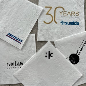 Custom Colorful Monogram Napkins, Full Color Cocktail Napkins, Personalized Napkins, Full color Branded Napkins, Business napkins
