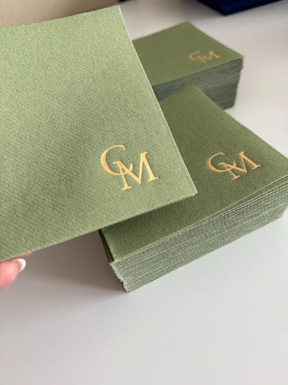 Custom Cocktail Napkins for Wedding, Engagement,  Soft linen like napkins, luxury wedding napkins, custom foil napkins