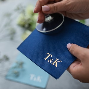 Custom Cocktail Napkins for Wedding, Engagement,  Soft linen like napkins, luxury wedding napkins, custom foil napkins