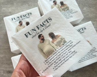 FUN facts napkins with photo, Napkins, Full Color Cocktail Napkins, Personalized Napkins, Full color Branded Napkins, trivia napkins