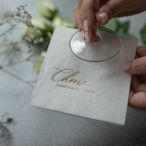 Benutzerdefinierte Hochzeit Servietten, Goldfolie, benutzerdefinierte Servietten, Servietten für Hochzeit, Monogramm Servietten, Cocktailservietten, Getränkeservietten Bild 8