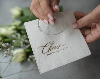 Tovaglioli nuziali personalizzati, lamina d'oro, tovaglioli personalizzati, tovaglioli per matrimonio, tovaglioli con monogramma, tovaglioli da cocktail, tovaglioli per bevande