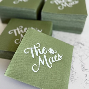 Custom Cocktail Napkins for Wedding, Engagement,  Soft linen like napkins, luxury wedding napkins, custom foil napkins