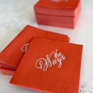 Custom Cocktail Napkins for Wedding, Engagement,  Soft linen like napkins, luxury wedding napkins, custom foil napkins