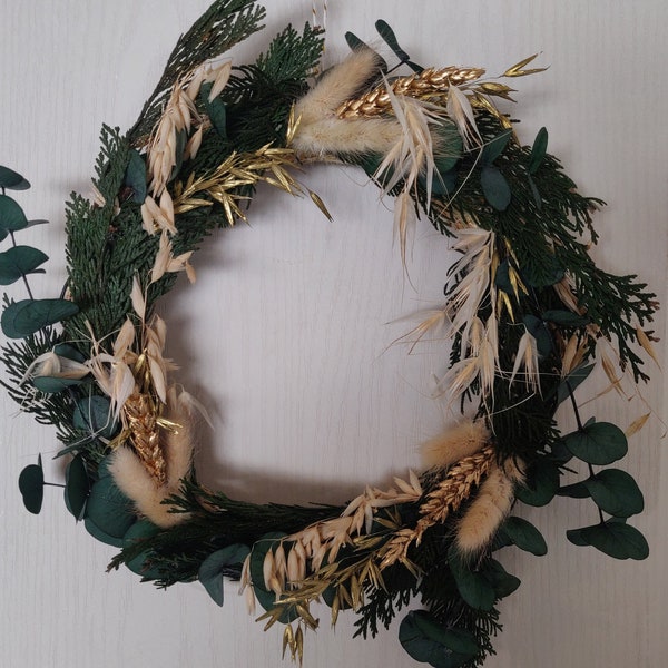 Couronne en paille eucalyptus et avoine