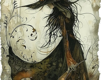 White Witch Cross Stitch Pattern: Fantasy Art (PDF Download)