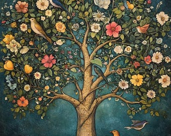 Bird Tree of Life cross stitch pattern. Instant PDF Download. 63,600 Stitches.
