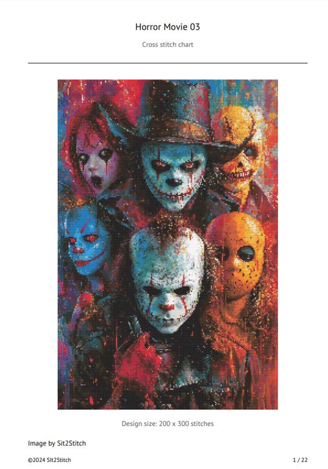 Horror Stitching Vector Horror Movie Cross Stitch Pattern - PDF Download - 60,000 Stitches ...