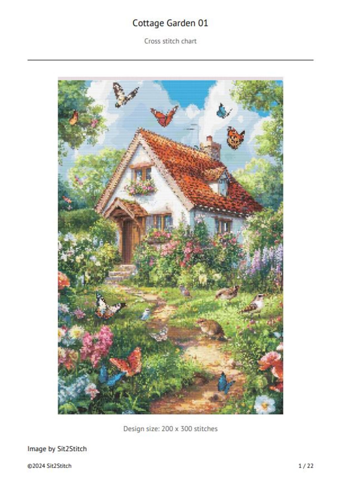 Cottage Garden Cross Stitch Pattern. Instant PDF Download. 60k Stitches ...