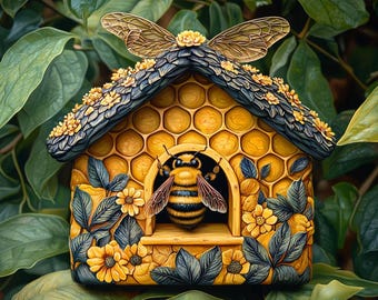 Bee at Home, wzór haftu krzyżykowego Bee. Natychmiastowe pobranie pliku PDF. 60 tys. ściegów.