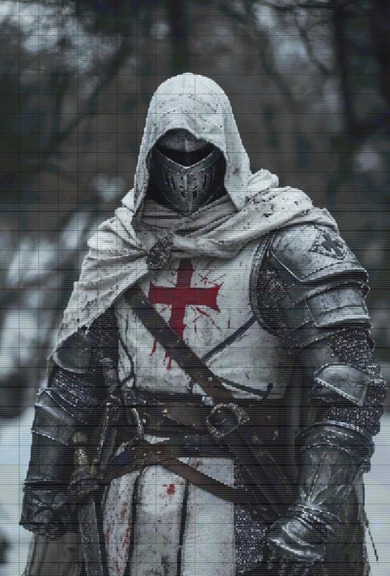 Templar Knight Cross Stitch Pattern. Instant PDF Download. 60k Stitches ...