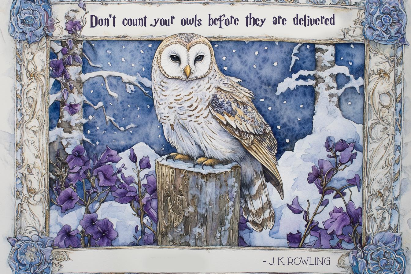 Owl Winter J K Rowling Quote Cross Stitch Pattern (PDF Download)