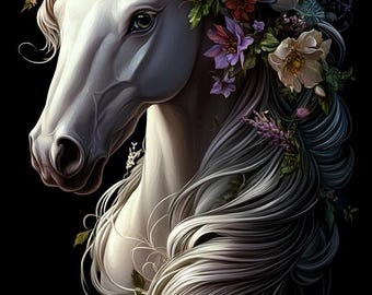 Floral Unicorn cross stitch pattern. Instant PDF Download. 45,000 Stitches.